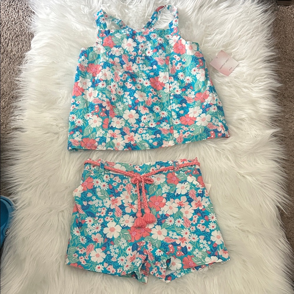 NWT girls tropical floral matching set size 7/8